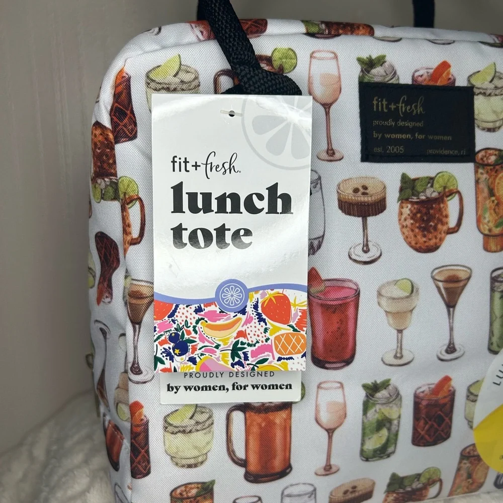 Fit + Fresh Lunch Tote with Drink Print
